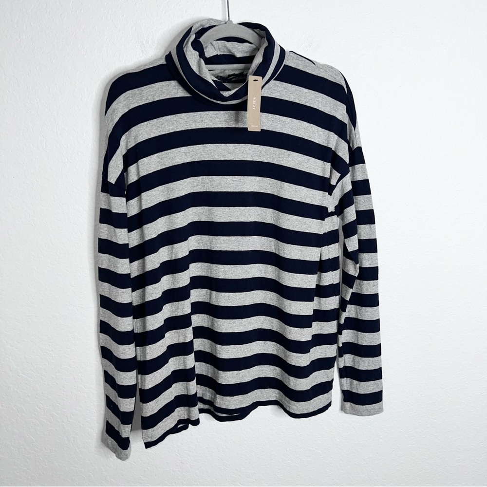 J. Crew Top Women Medium Sweater Turtleneck Stripe Long Sleeve Preppy FF